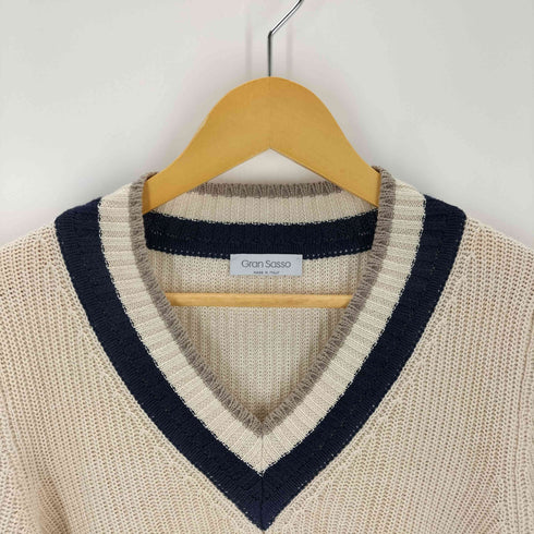 グランサッソ Gran Sasso リネンコットン クリケットセーター  チルデンニット メンズ JPN:46